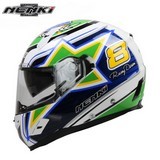 Nenki Full Face Helmet Fiberglass Shell Street Racing Motorbike Riding Dual Visor Sun Shield Lens